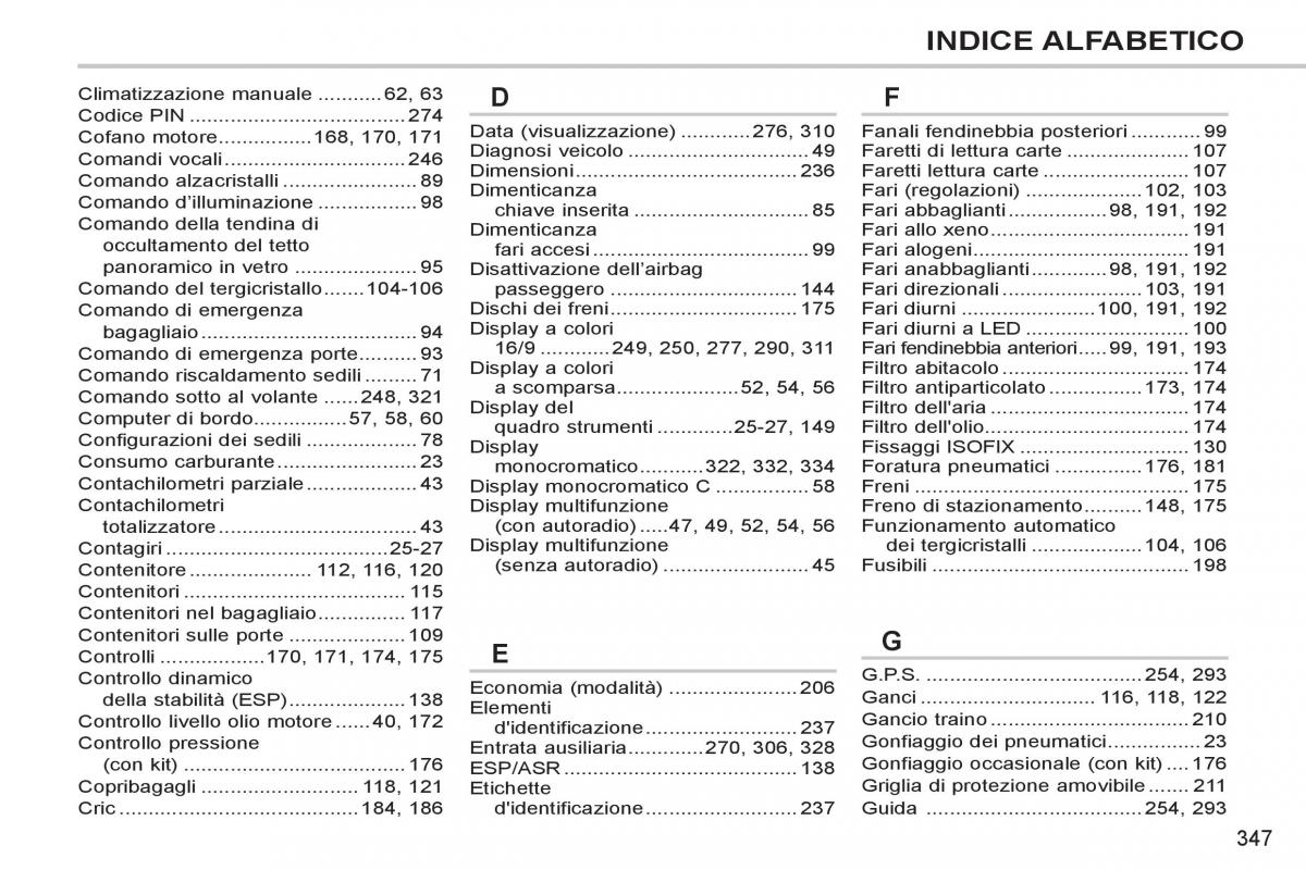 Peugeot 308 SW I 1 manuale del proprietario / page 349