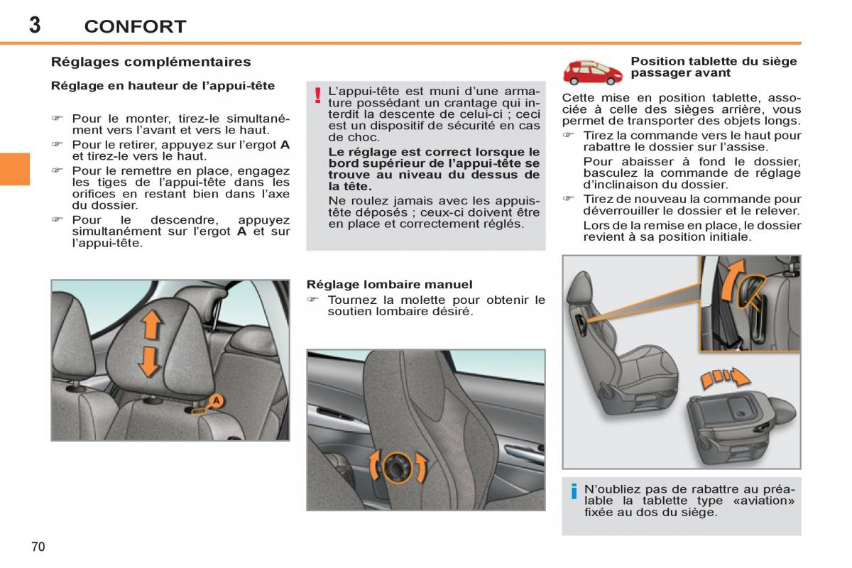 Peugeot 308 SW I 1 manuel du proprietaire / page 72