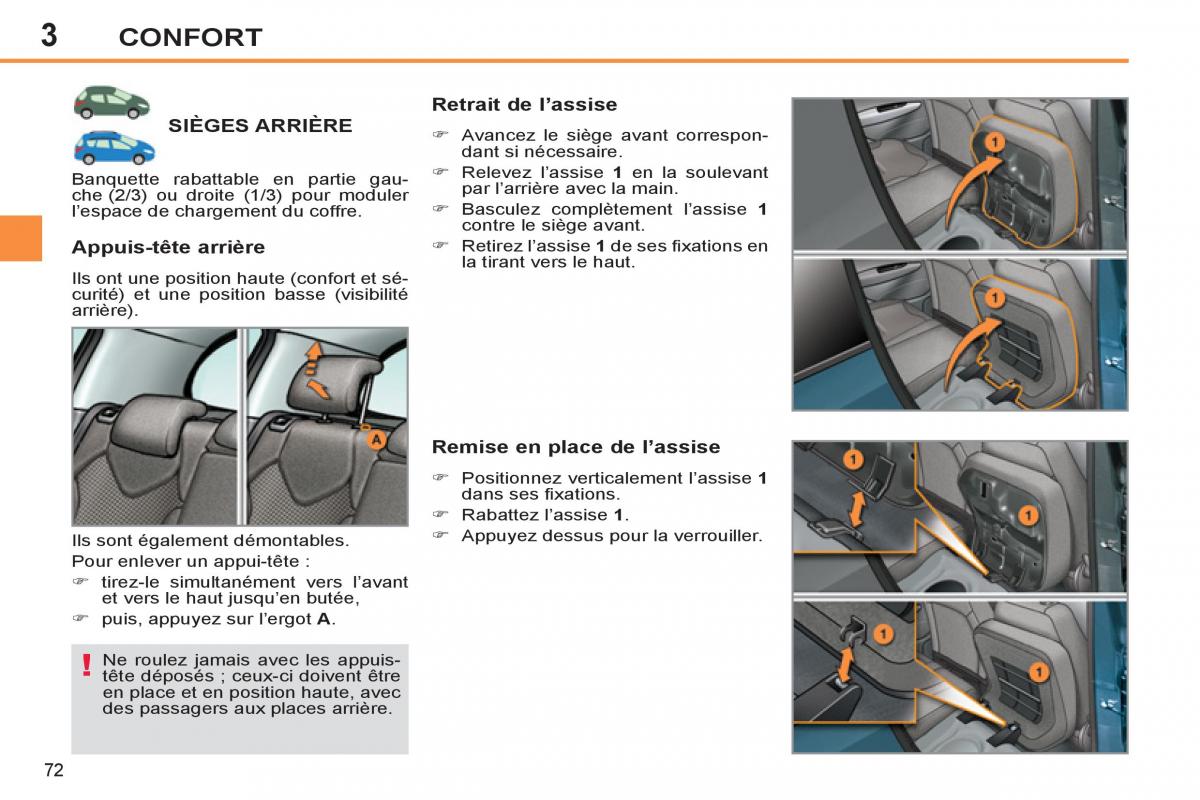 Peugeot 308 SW I 1 manuel du proprietaire / page 74