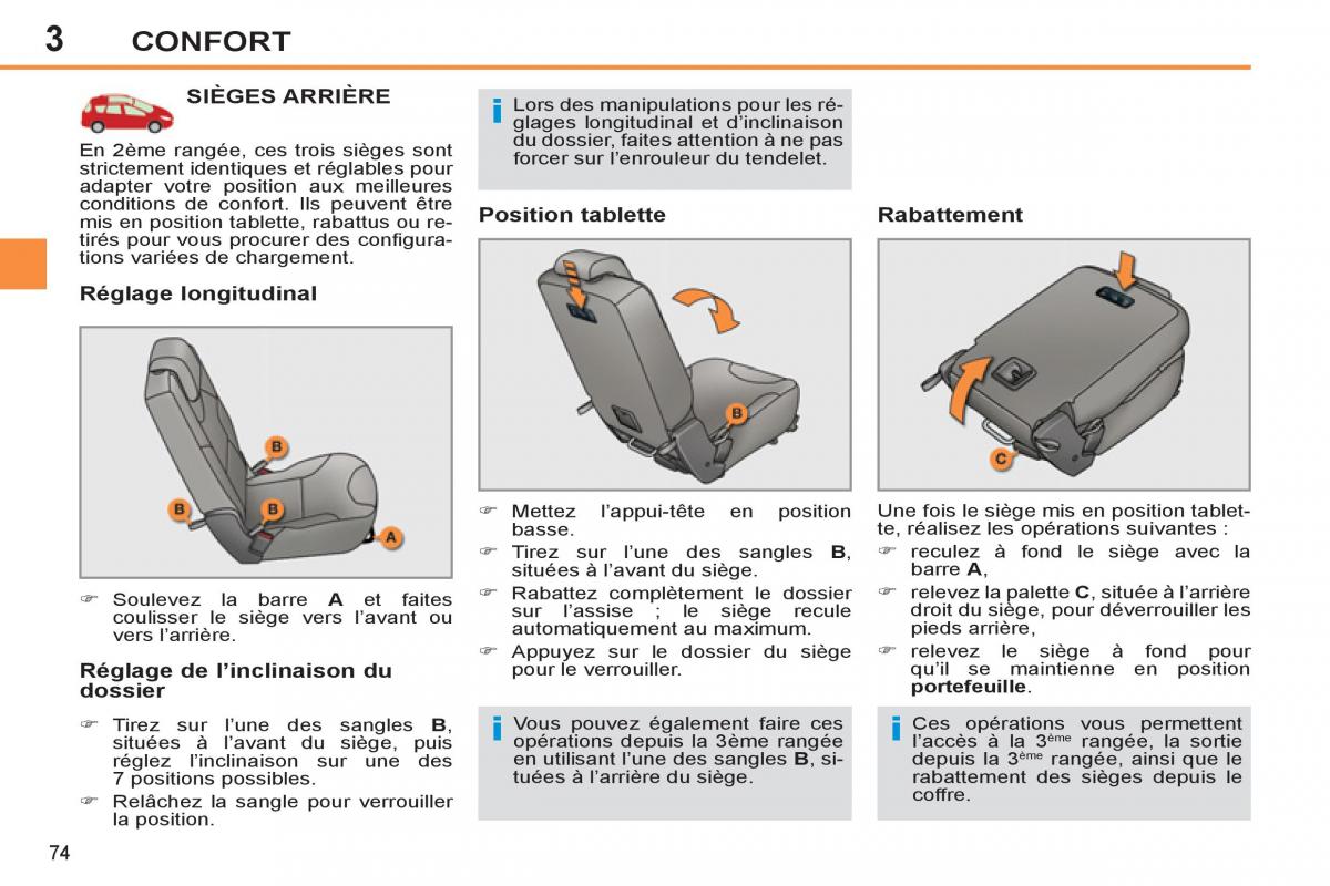 Peugeot 308 SW I 1 manuel du proprietaire / page 76