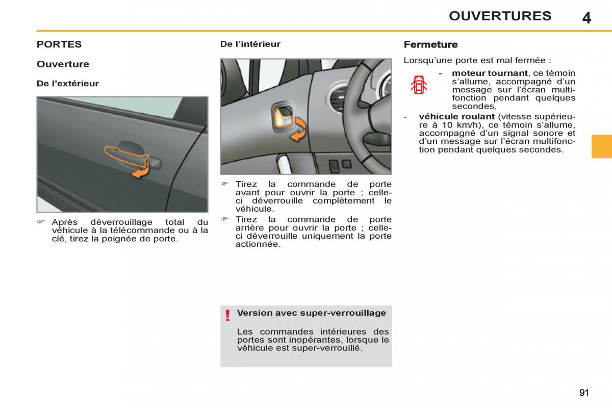 Peugeot 308 SW I 1 manuel du proprietaire / page 93