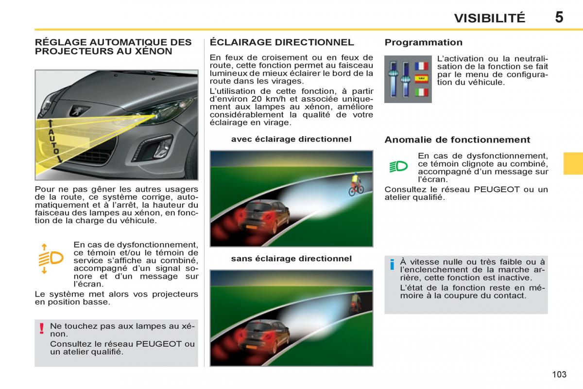 Peugeot 308 SW I 1 manuel du proprietaire / page 105