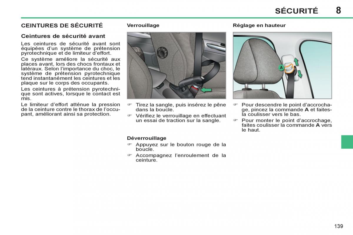 Peugeot 308 SW I 1 manuel du proprietaire / page 141