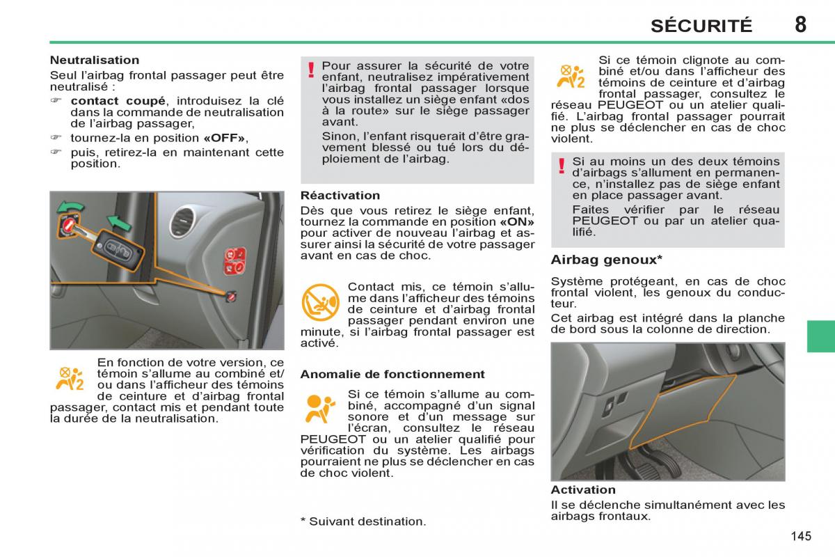 Peugeot 308 SW I 1 manuel du proprietaire / page 147