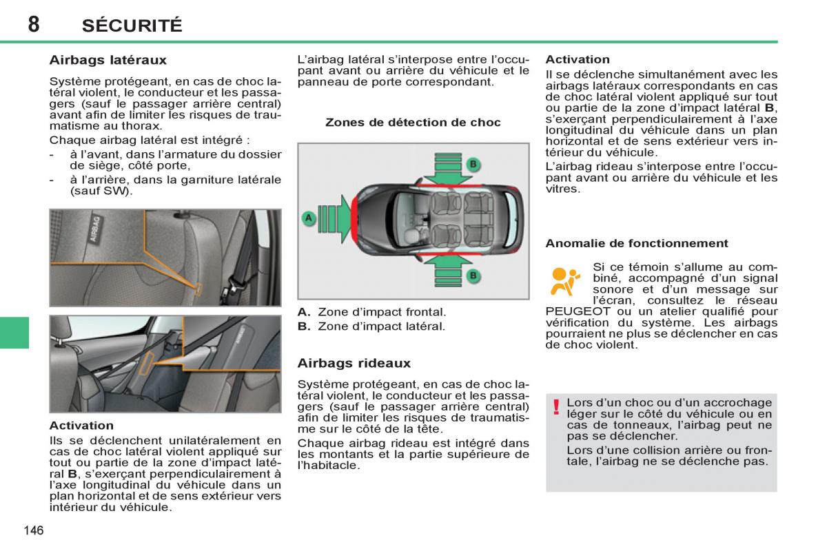 Peugeot 308 SW I 1 manuel du proprietaire / page 148