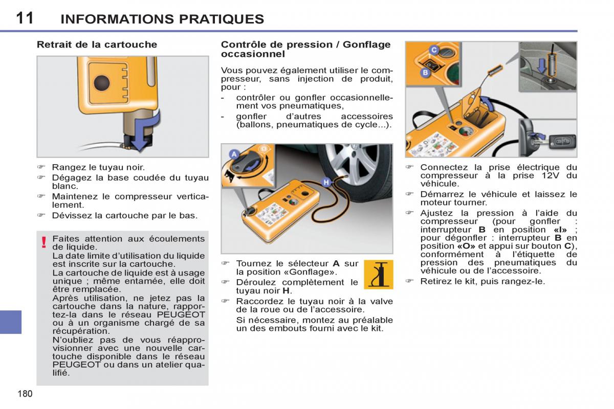 Peugeot 308 SW I 1 manuel du proprietaire / page 182