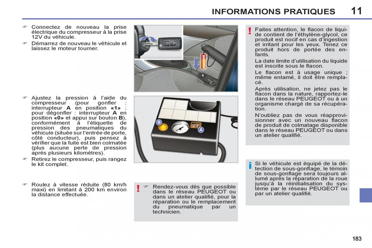 Peugeot 308 SW I 1 manuel du proprietaire / page 185