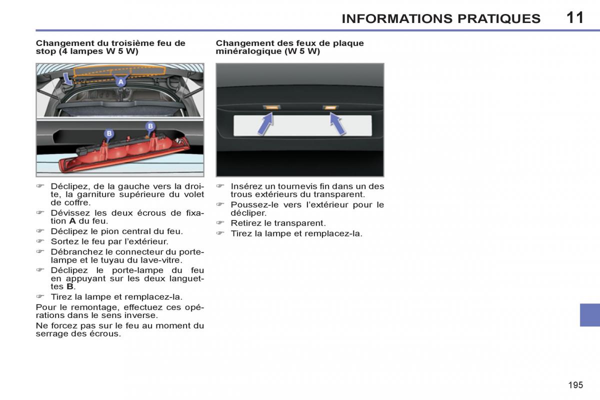 Peugeot 308 SW I 1 manuel du proprietaire / page 197