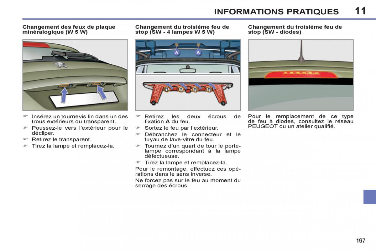 Peugeot 308 SW I 1 manuel du proprietaire / page 199