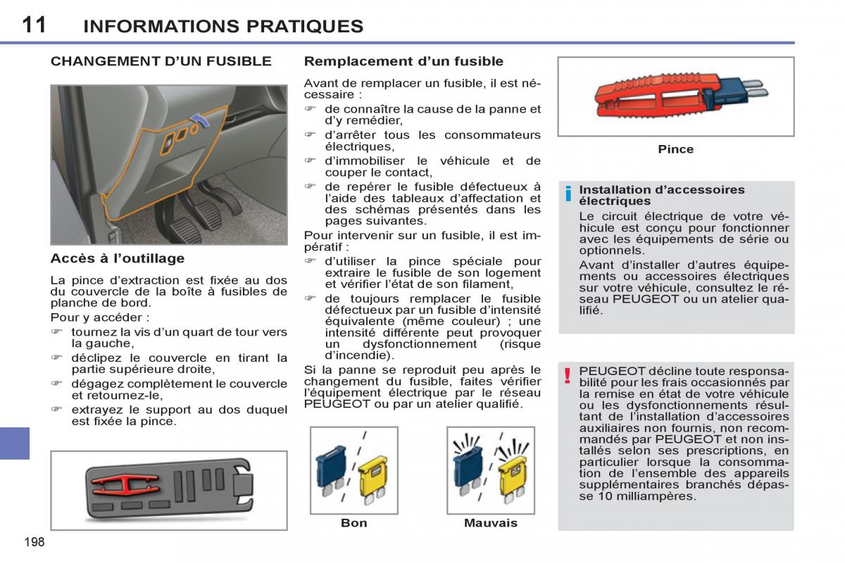 Peugeot 308 SW I 1 manuel du proprietaire / page 200