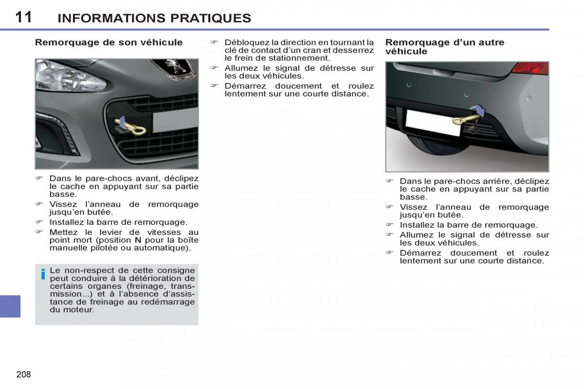 Peugeot 308 SW I 1 manuel du proprietaire / page 210