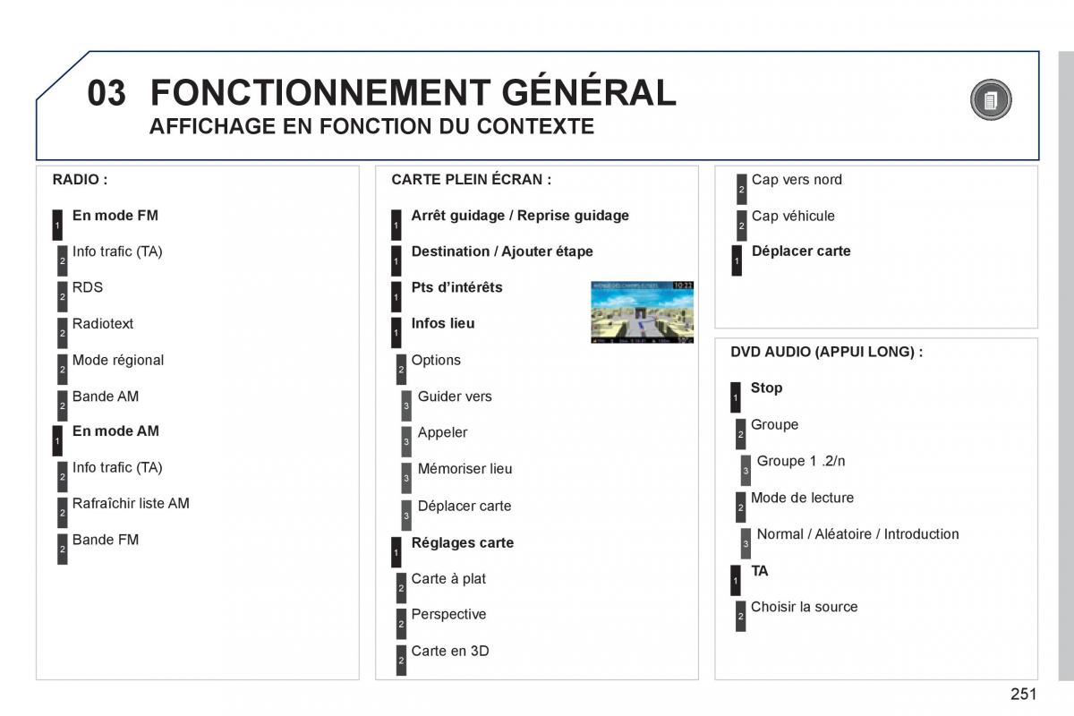 Peugeot 308 SW I 1 manuel du proprietaire / page 253