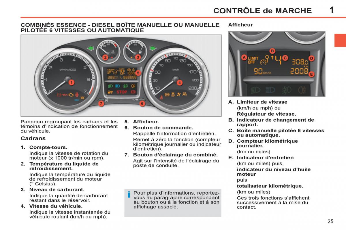 Peugeot 308 SW I 1 manuel du proprietaire / page 27