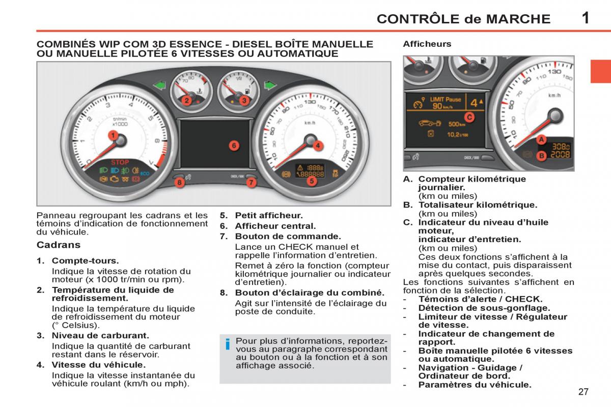 Peugeot 308 SW I 1 manuel du proprietaire / page 29