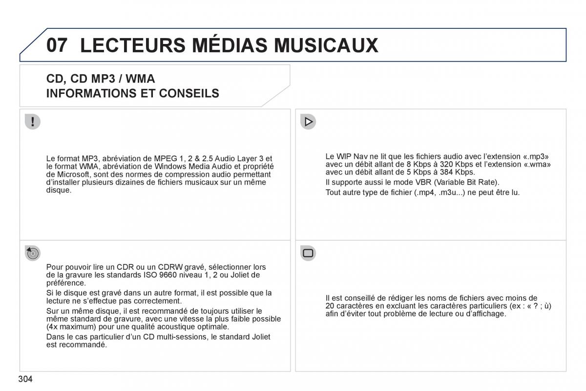 Peugeot 308 SW I 1 manuel du proprietaire / page 306