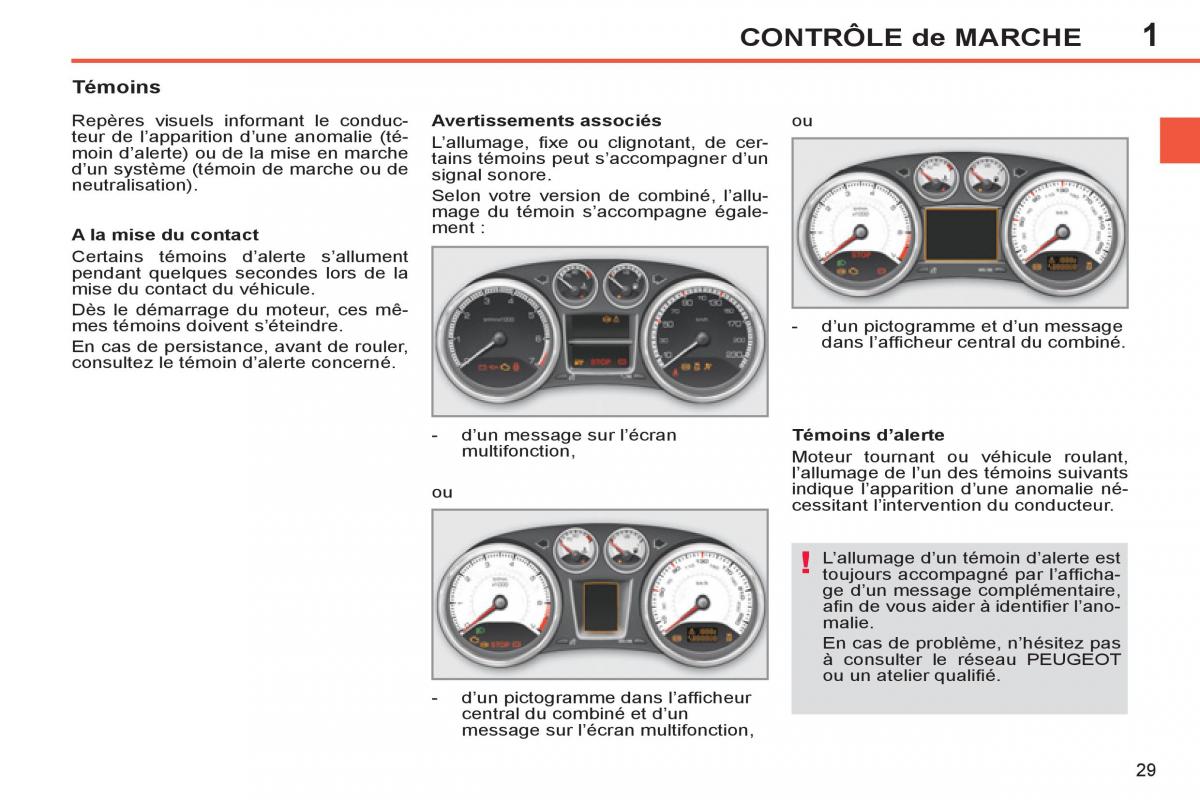 Peugeot 308 SW I 1 manuel du proprietaire / page 31