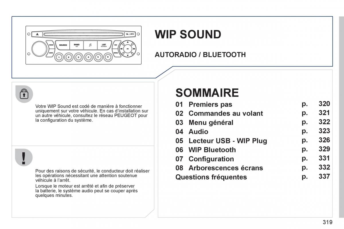 Peugeot 308 SW I 1 manuel du proprietaire / page 321