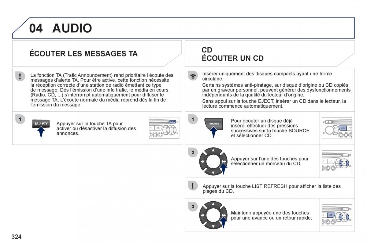 Peugeot 308 SW I 1 manuel du proprietaire / page 326