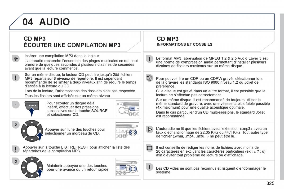 Peugeot 308 SW I 1 manuel du proprietaire / page 327