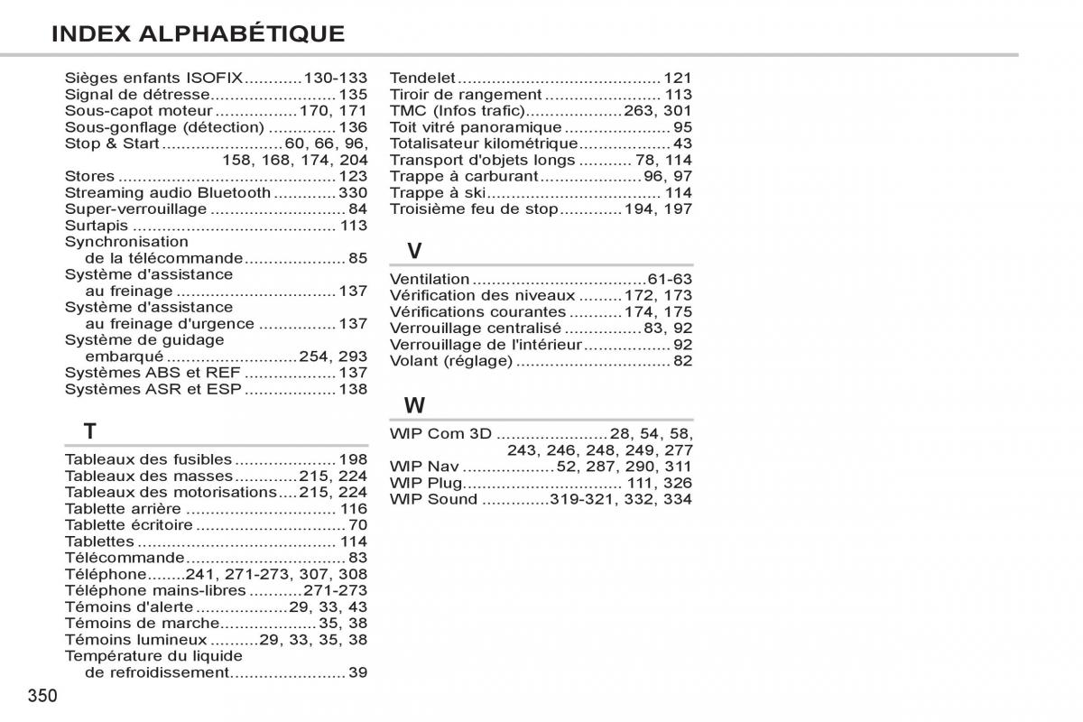 Peugeot 308 SW I 1 manuel du proprietaire / page 352