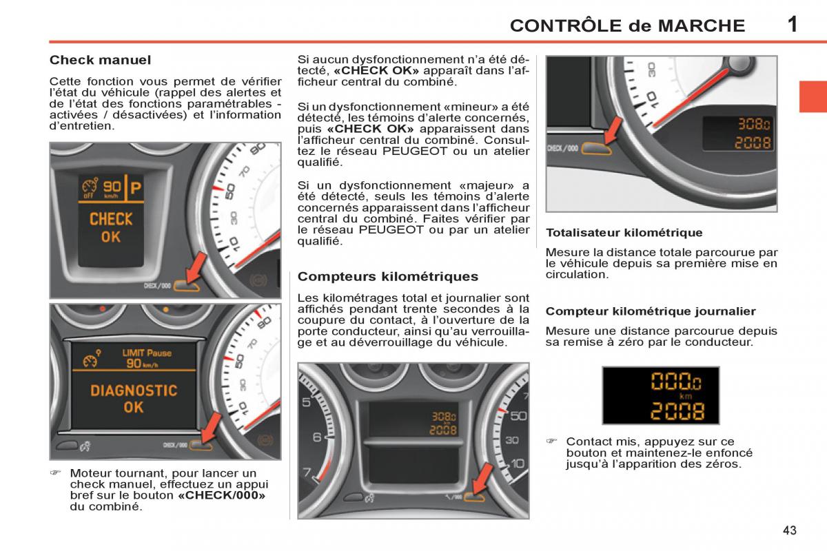 Peugeot 308 SW I 1 manuel du proprietaire / page 45