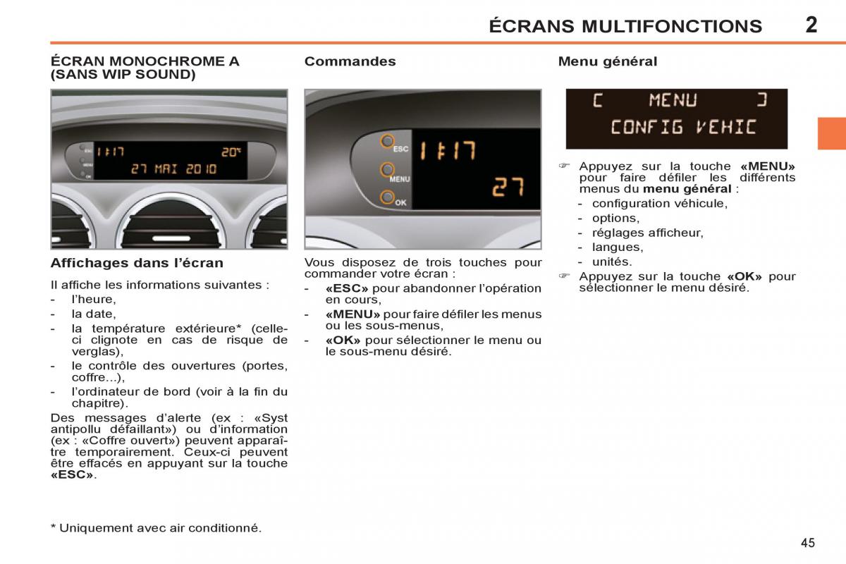 Peugeot 308 SW I 1 manuel du proprietaire / page 47