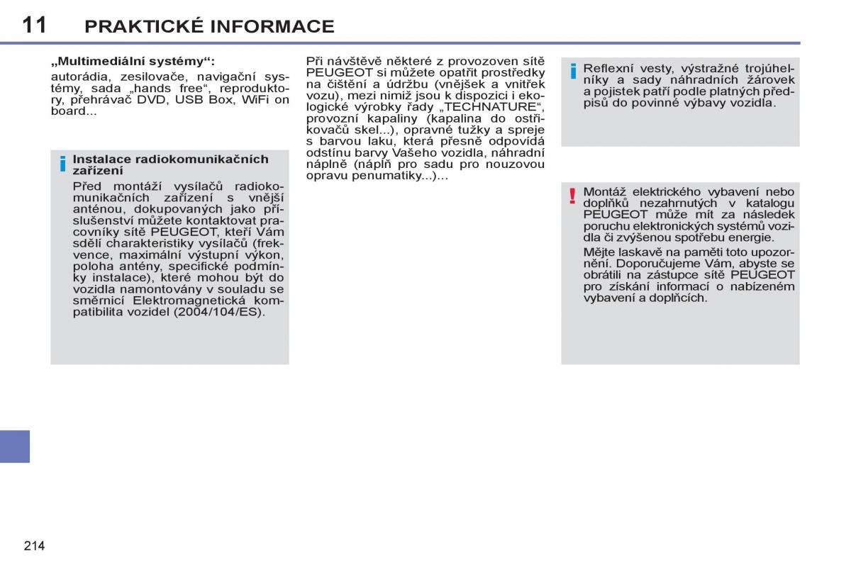 Peugeot 308 SW I 1 navod k obsludze / page 216