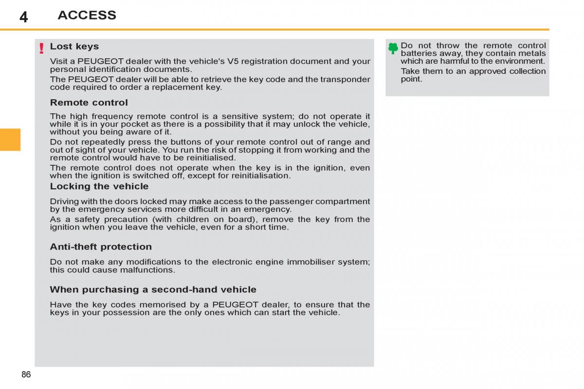 Peugeot 308 SW I 1 owners manual / page 88