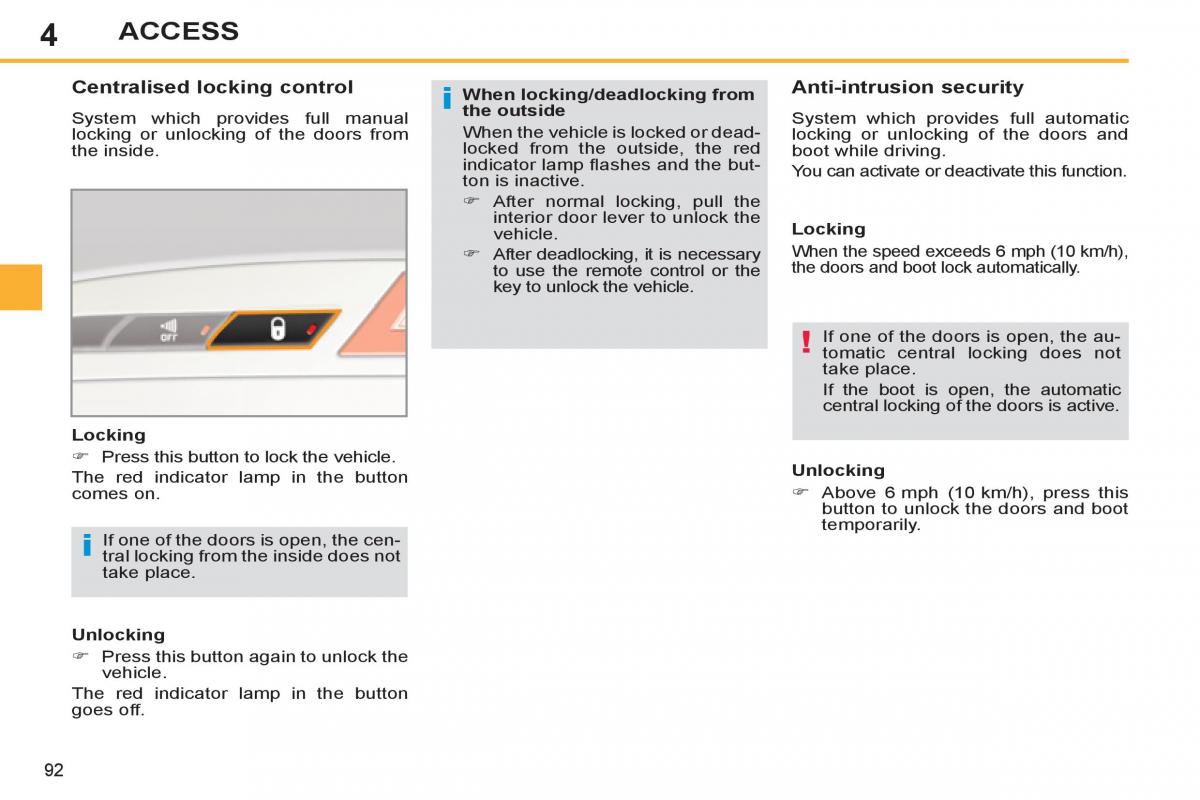 Peugeot 308 SW I 1 owners manual / page 94