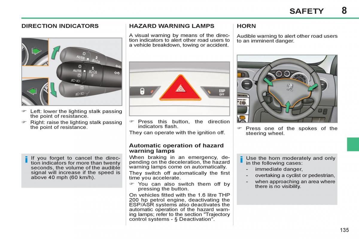 Peugeot 308 SW I 1 owners manual / page 137