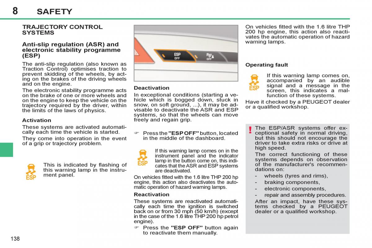 Peugeot 308 SW I 1 owners manual / page 140