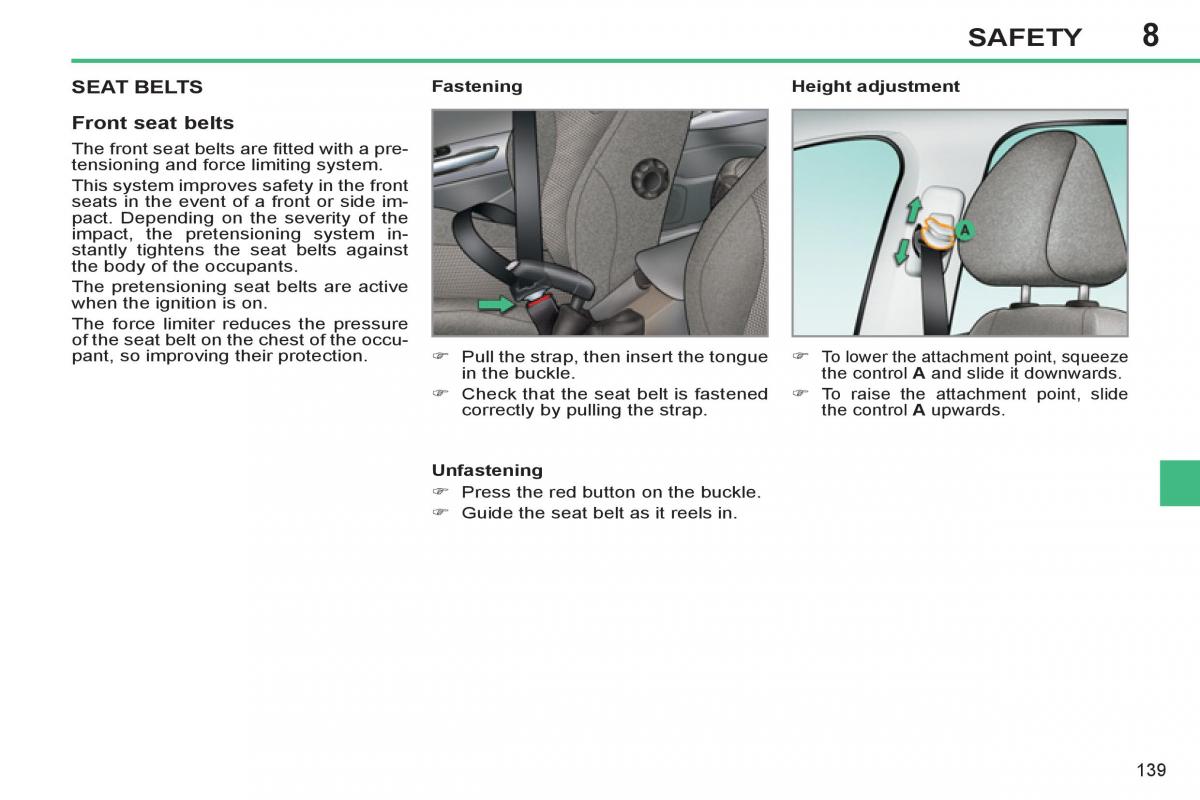 Peugeot 308 SW I 1 owners manual / page 141