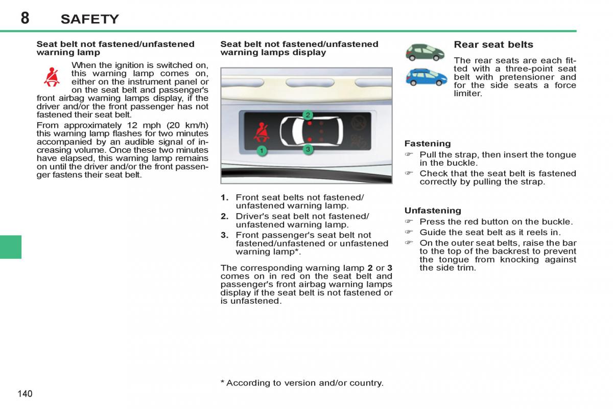 Peugeot 308 SW I 1 owners manual / page 142