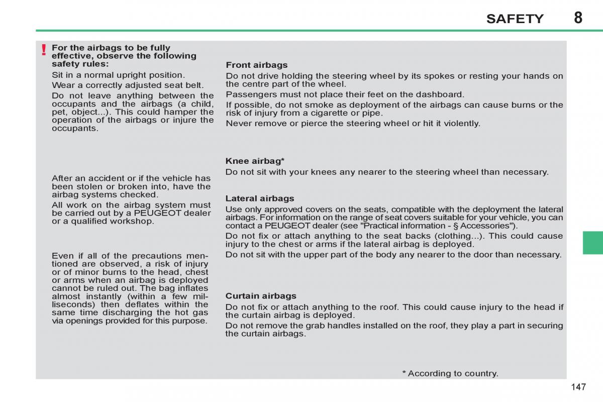 Peugeot 308 SW I 1 owners manual / page 149