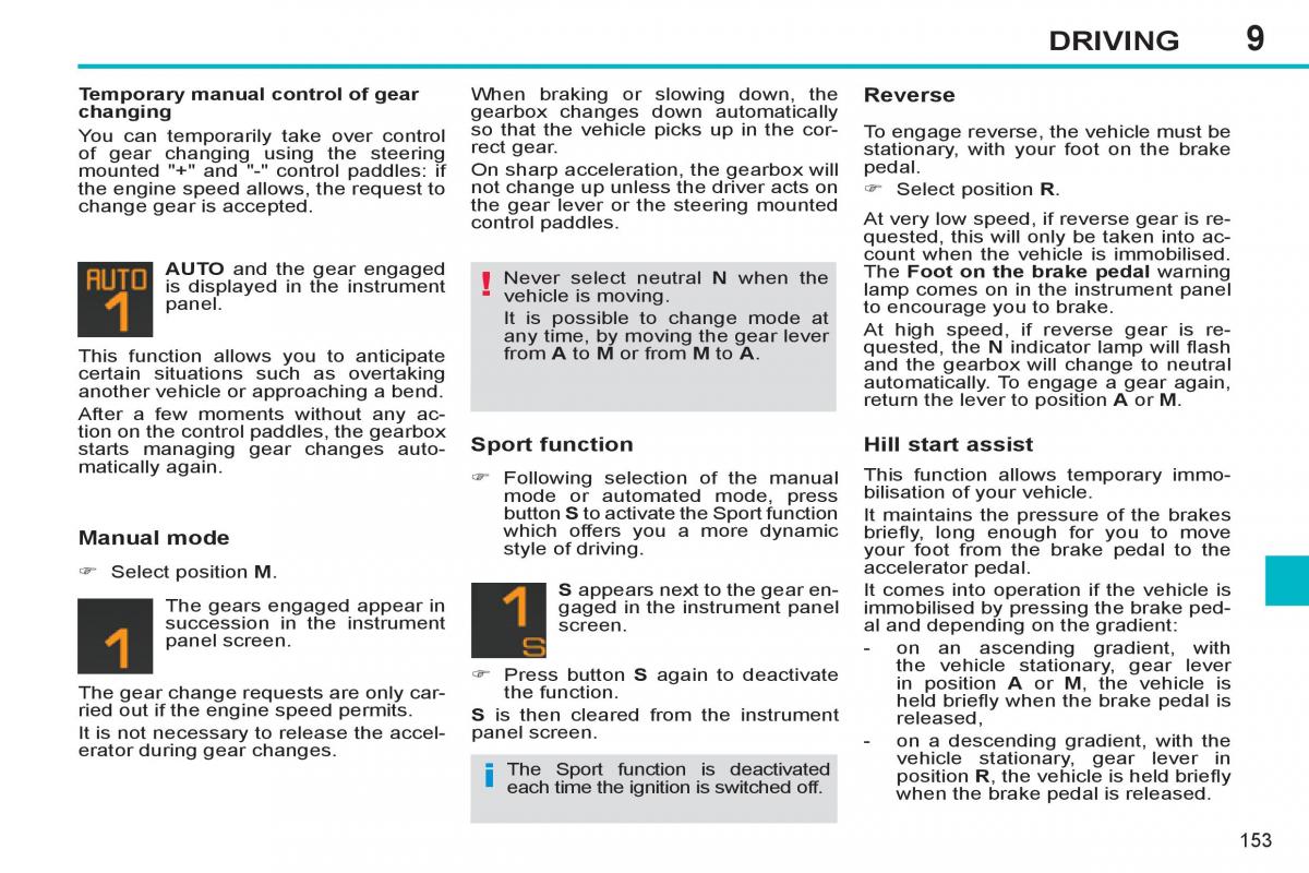 Peugeot 308 SW I 1 owners manual / page 155