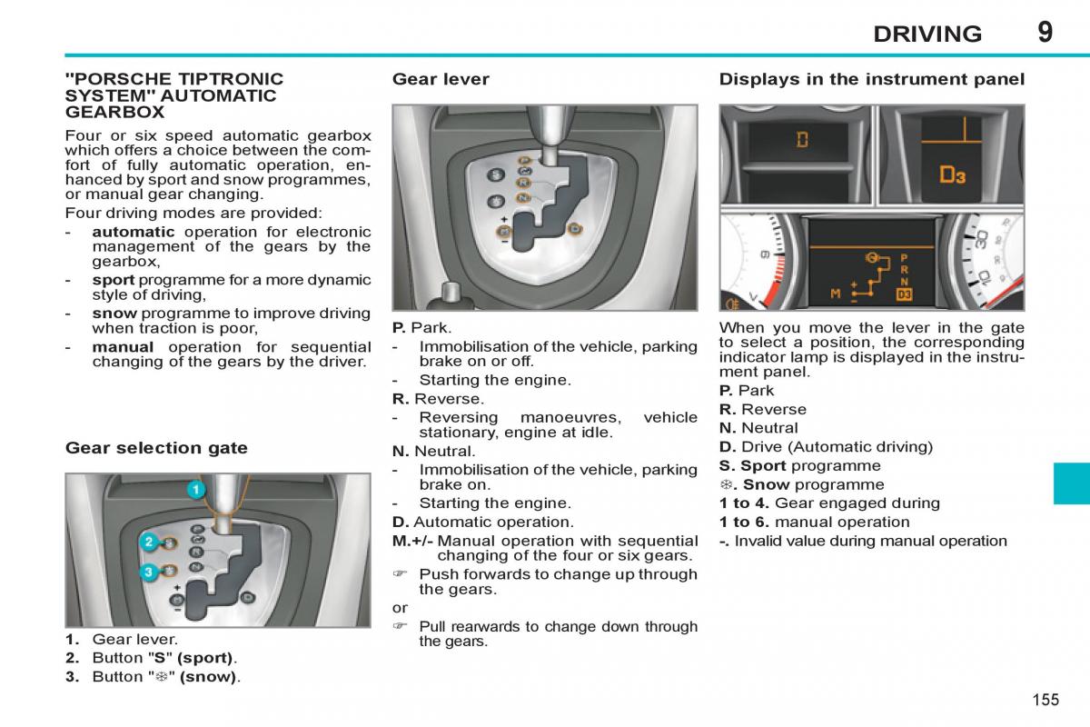 Peugeot 308 SW I 1 owners manual / page 157