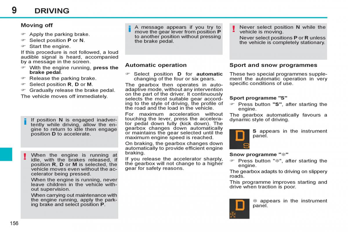 Peugeot 308 SW I 1 owners manual / page 158