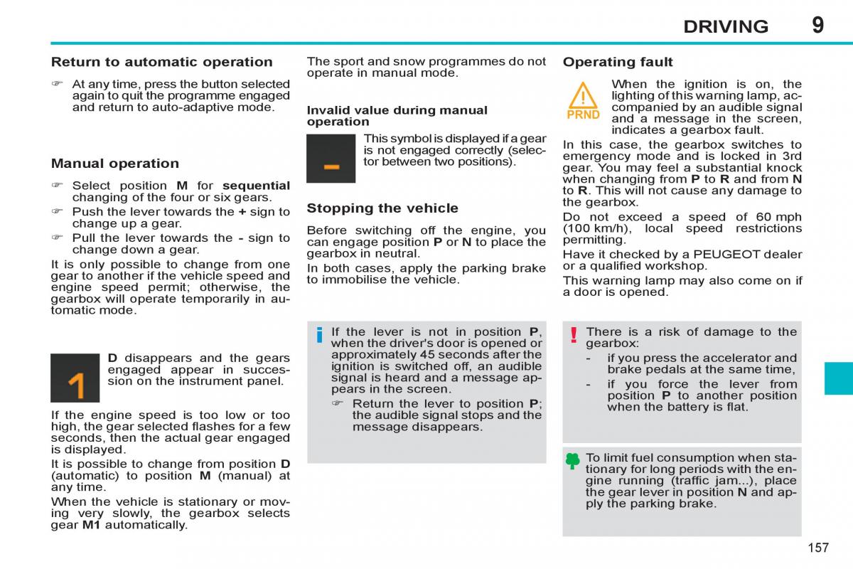 Peugeot 308 SW I 1 owners manual / page 159