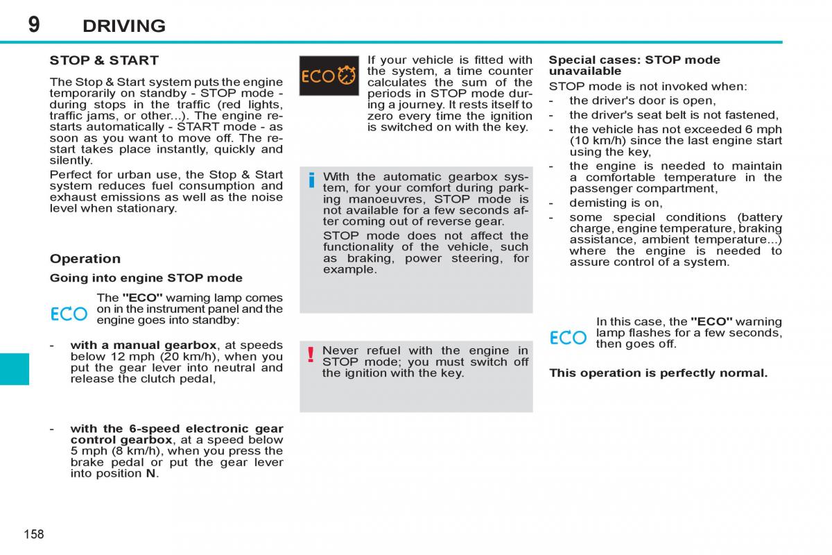 Peugeot 308 SW I 1 owners manual / page 160