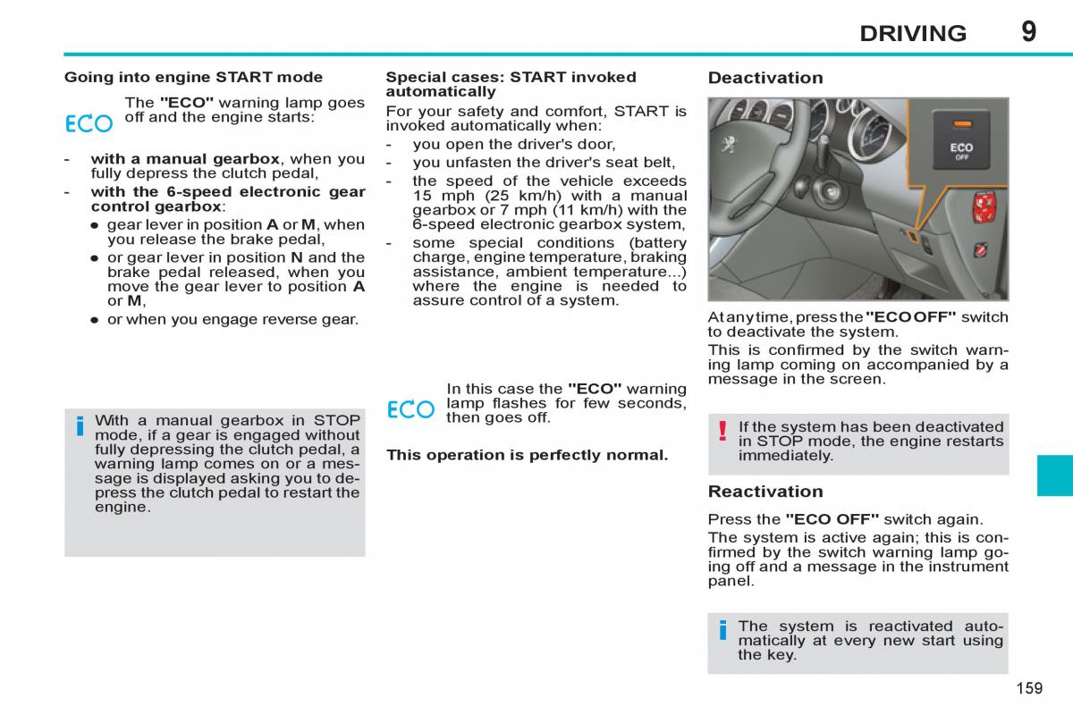 Peugeot 308 SW I 1 owners manual / page 161