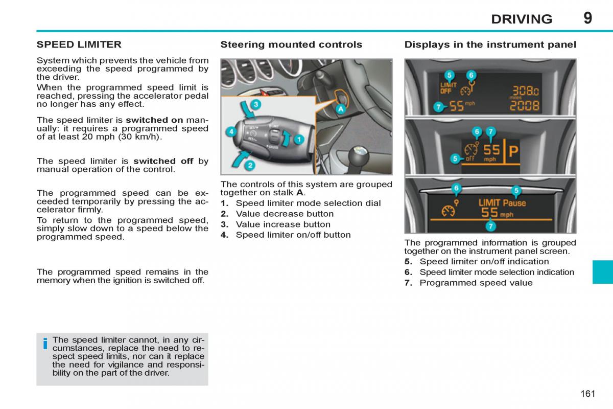 Peugeot 308 SW I 1 owners manual / page 163