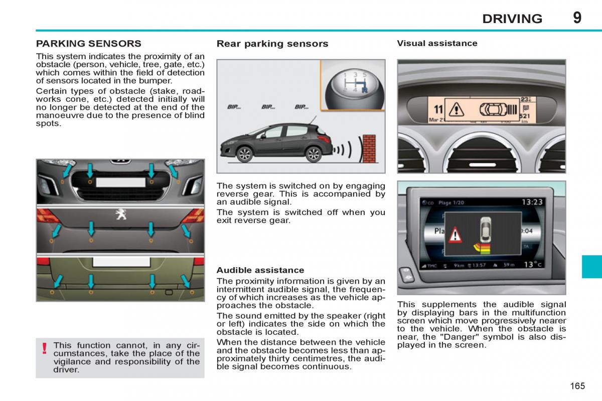 Peugeot 308 SW I 1 owners manual / page 167