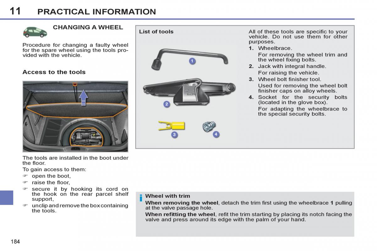 Peugeot 308 SW I 1 owners manual / page 186