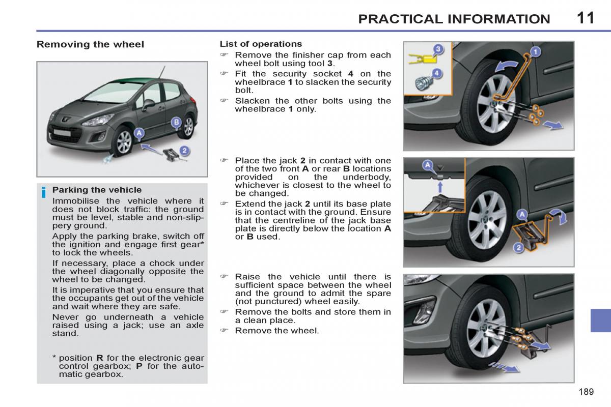 Peugeot 308 SW I 1 owners manual / page 191