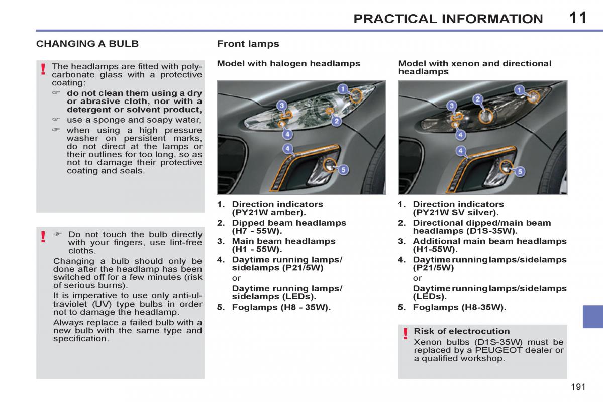 Peugeot 308 SW I 1 owners manual / page 193