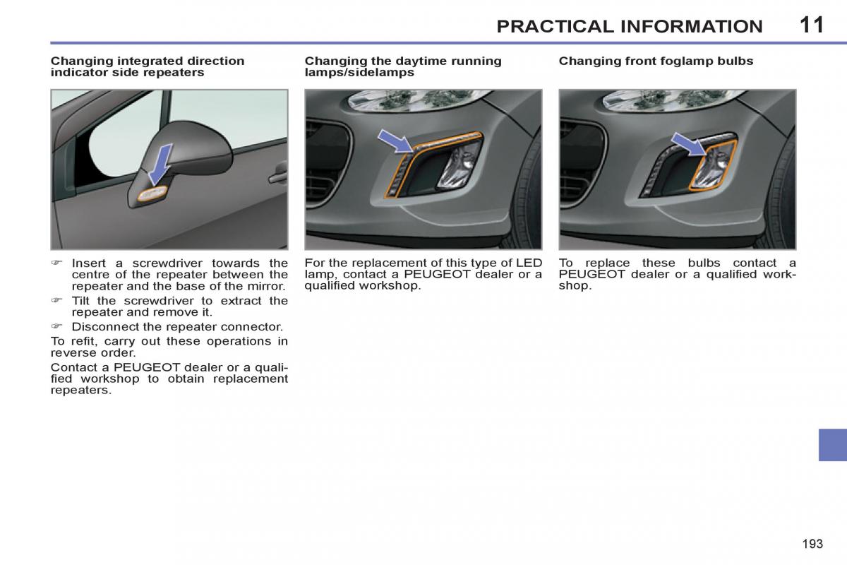 Peugeot 308 SW I 1 owners manual / page 195