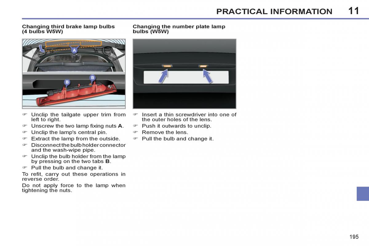 Peugeot 308 SW I 1 owners manual / page 197