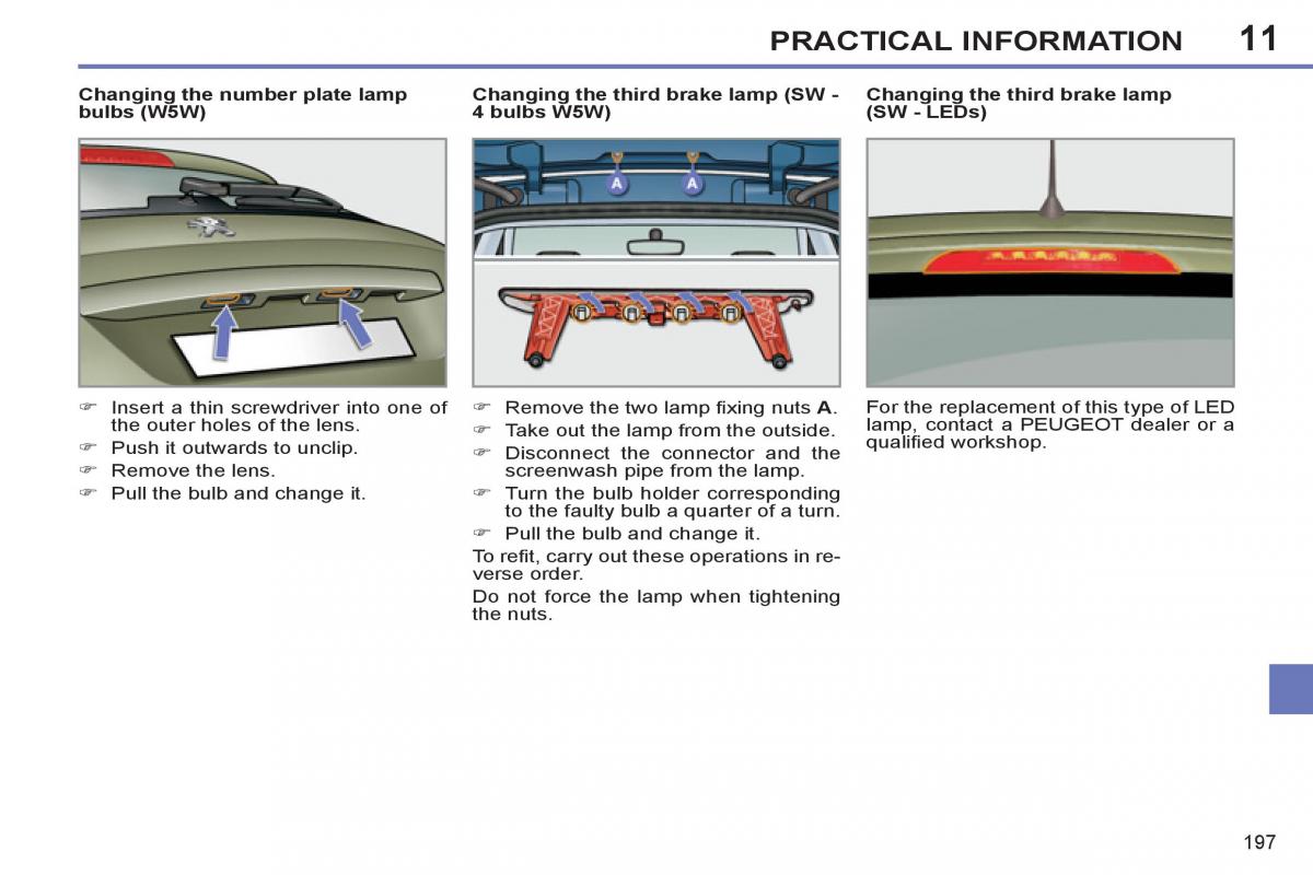 Peugeot 308 SW I 1 owners manual / page 199