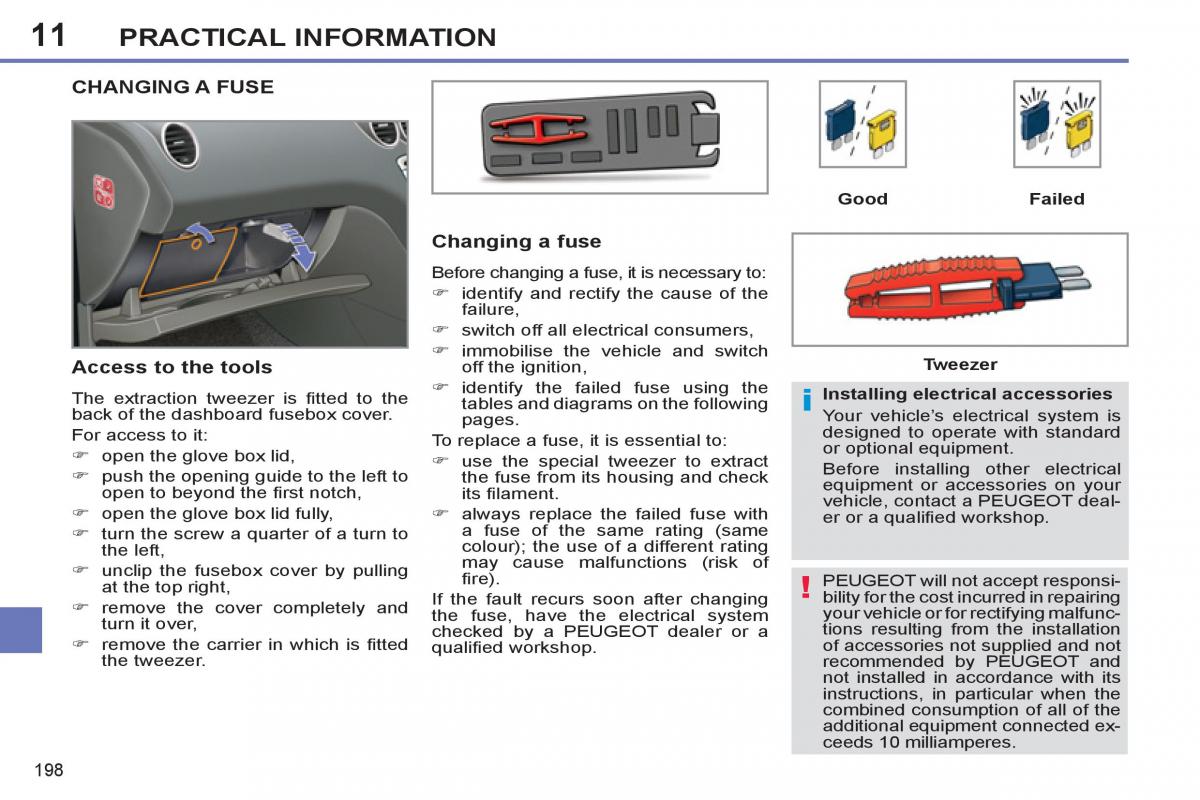 Peugeot 308 SW I 1 owners manual / page 200