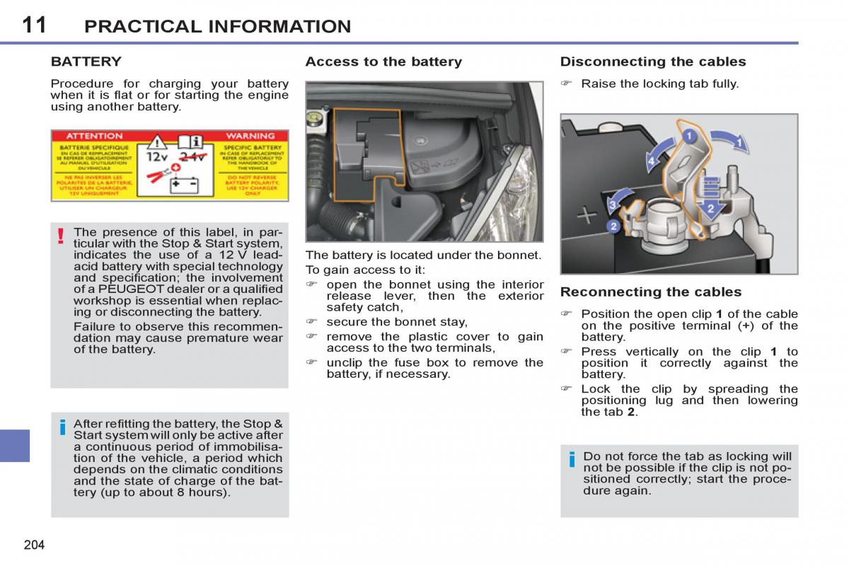 Peugeot 308 SW I 1 owners manual / page 206